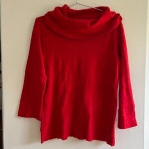 Red cowl neck sweater